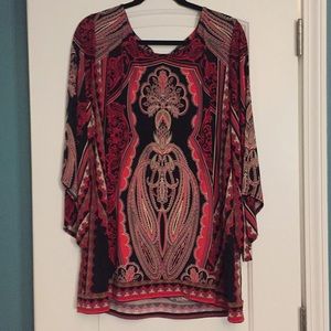 Alfani Multi Color Red & Black Tunic